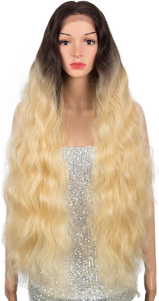 2 厘米)深中间部分自然外观合成深波浪前蕾丝假发,适合日常派对角色